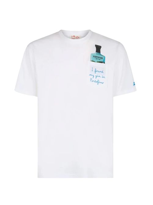 T-shirt Austin in cotone con stampa e ricamo Gin Portofino Mc2 Saint Barth | AUSTIN05648H DRY GIN 01N EMB